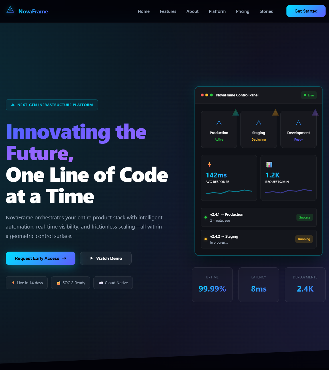 NovaFrame - Sleek, High Tech Engineering Website